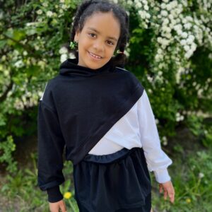 Bluza oversize biało czarna